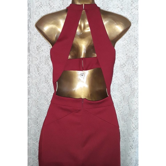 Adelyn Rae Sz S Burgundy Red Cutout Cage Dress - Picture 2 of 8